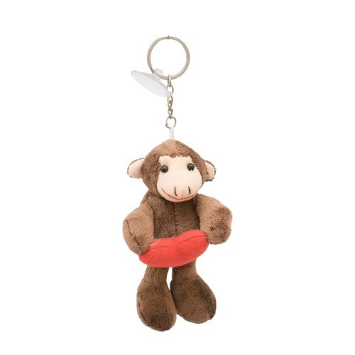 Chaveiro Macaco Com Coração 12cm - Pelúcia