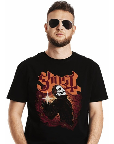 Polera Ghost Emeritus Iv Poster Flowers Metal Impresión Dire