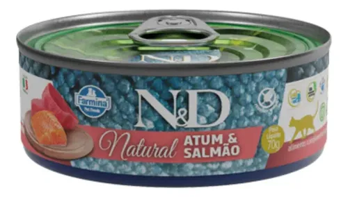 Ração Úmida Farmina N&d Natural Atum e Salmão Gato 70g
