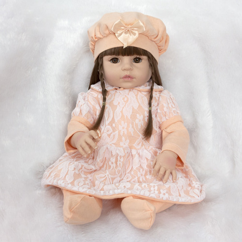 Boneca Tipo Reborn 100% Silicone 46cm + Vários Acessórios