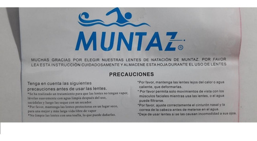 Antiparra Con Estuche Pileta Adulto Unisex Muntaz 10 - 010