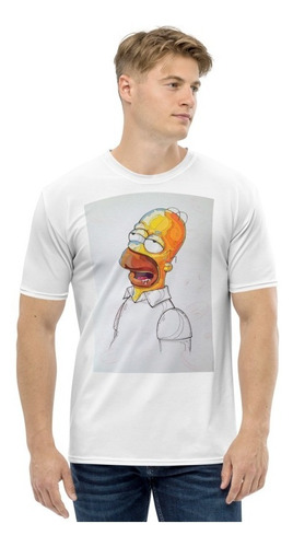 Playera Blanca Los Simpsons - Homero Simpson Arty Art