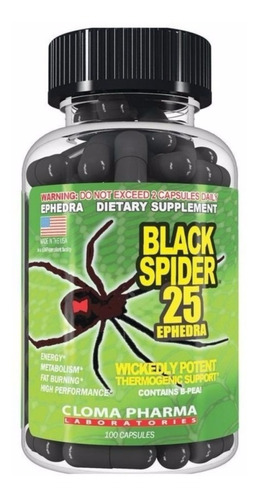 Imagen 1 de 1 de Suplemento En Cápsulas Cloma Pharma Black Spider 25 Ephedra Termogénico En Frasco 100 Un