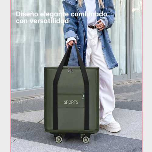 Maleta Deportiva Viaje Bolsa Mochila Gym Duffel Con Ruedas Verde