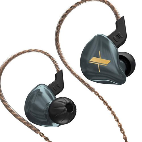 Fones de ouvido intra-auriculares Kz Acoustics Edx com microfone cinza e monitoramento de alta fidelidade