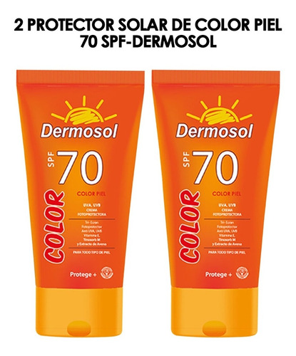 2 Protector Solar De Color Piel 70 Spf-dermosol