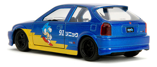 Jada 1:32 Sonic El Erizo 1997 Honda Civic Type R Hedgehog Color Azul