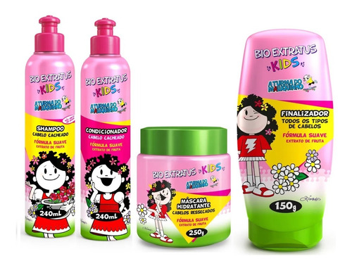 Kids Bio Extratus Cacheados Shampoo Cond Máscara Finalizador