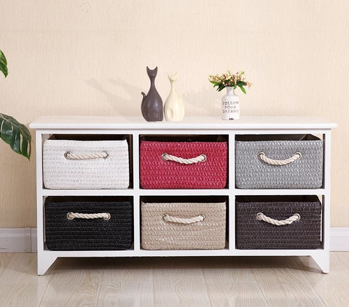 Mueble Madera 6 Cajoneras Uso Multiple Línea Madera Ratán.