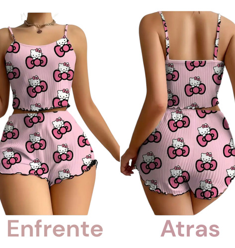 Pijama De Dos Piezas Hello Kitty, Blusa Y Short