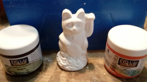 Medio Gato Maneki Neko Para Colgar  De Yeso Para Pintar