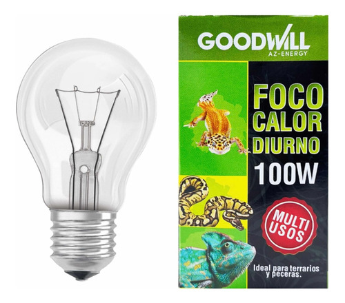 Foco Calor Diurno 100w Para Reptiles Luz Natural