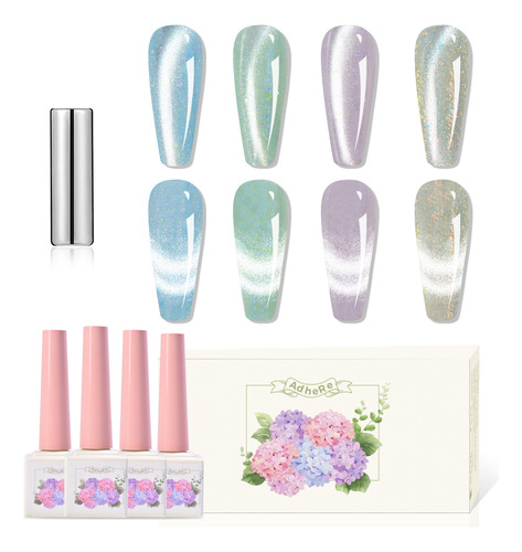 Esmaltes Uñas Gel Uñas Efecto Ojo Gato 12ml+ Iman,4 Uds
