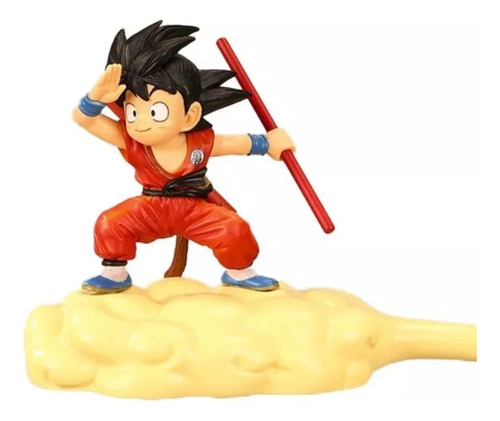 Figura Dragon Ball Goku Traje Rojo  Con Nube De 15cm