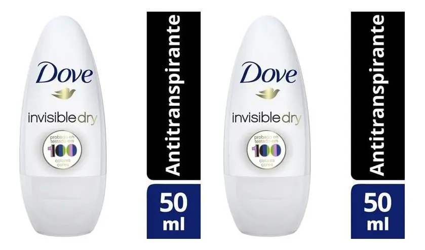 Antitranspirante roll on Dove Invisible Dry pack de 2 u