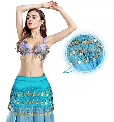 Belly Dance Bufanda De Cadera Danza Vientre Para Mujer Zumba Color Azul  Claro Talla Tamaño General