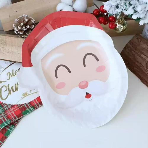Platos De Papel Navideños Con Renos Navideños De 20 Piezas