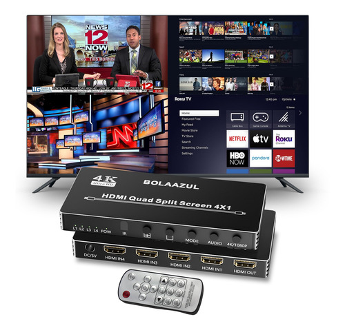 Conmutador Multivisor 4k Hdmi 4x1 - Pantalla Dividida, 5 Mod