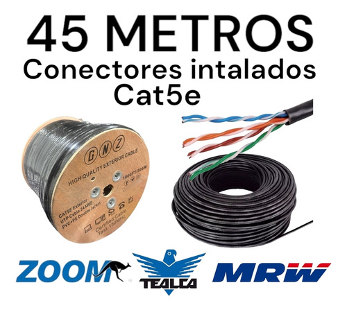 45 Mts Cable Utp Cat5e Intemperie Gnz Internet 