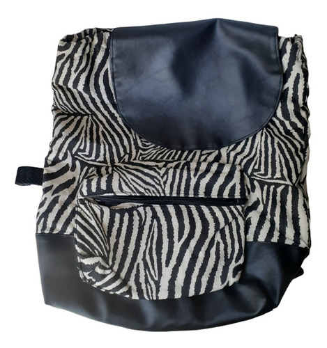 Mochila Animal Print Cebra Tela Y Cuerina De Confeccion