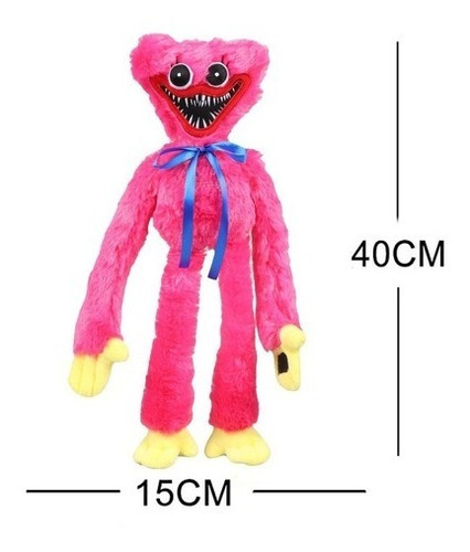 Pelúcia Miss Kis Huggy Wuggy Rosa 40cm - Monstrinha Bordada