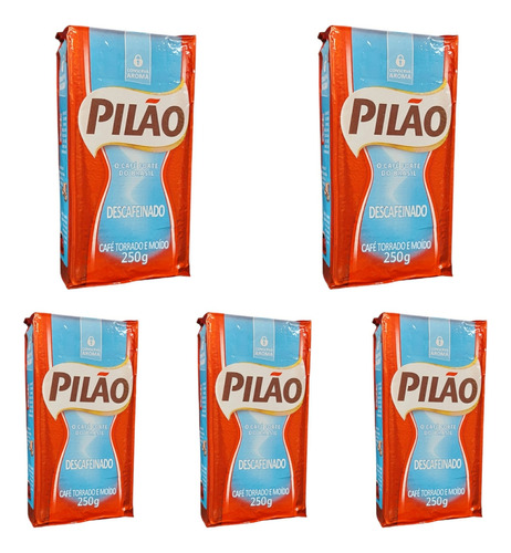 Café Descafeinado Pilão Kit Com 5 Unidades De 250g