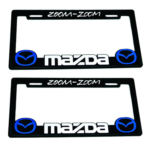  Portaplacas Premium  Mazda Zoom-zoom Azul Juego 2 Piezas