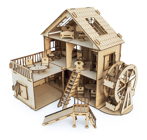 Casita Casa De Muñeca Vuelta Al Mundo 32 Muebles Fibrofacil