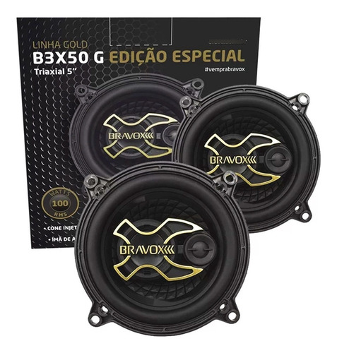 Imagen 4 de 6 de Parlantes Para Auto 5 Pulgadas Bravox B3x50 Gold Line 100rms