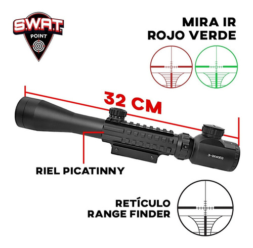 Imagen 2 de 10 de Mira Telescopica 3-9x40 Ir Anclaje Mono Blancos Balines Gamo