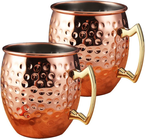 2 Tazas De Cobre Martillado, 18 Oz, 530 Ml, Copas De Cóctel