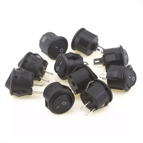 Kit 10 Mini Switch Interruptor Rocker, 15mm, 250v, 3a, Ac