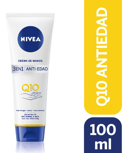 Nivea Hand Cuidado Q10 Antiedad Crema X 100 Ml Pack X 3