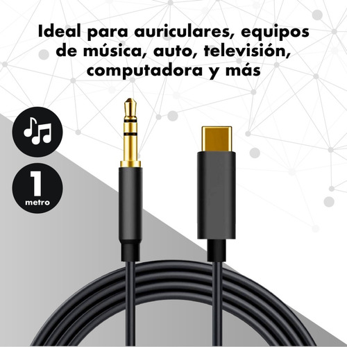 Cable Adaptador Audio Auxiliar Jack 3.5mm Usb Tipo C