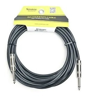 Cable Soundking Plug Recto Jack Ts 6 Metros Negro Bc355 20ft