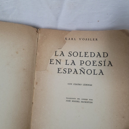 Imagen 6 de 9 de La Soledad En La Poesia Española Karl Vosslar 1941