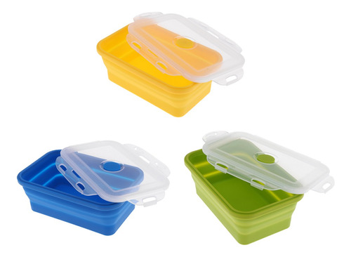 3pcs Silicone Food Portable Lunch Box Bowl Bento Box 