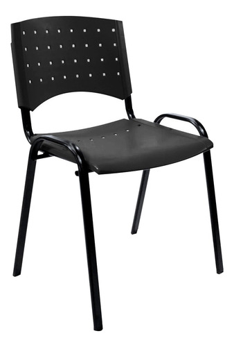 Silla Apilable Plástica Fija De Oficina Sala De Espera Iglesias Consultorios Acero Y Plastico Reforzado Color Negro