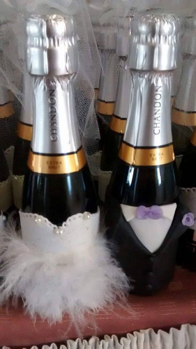 Pareja Botella Champaña Novios, Para Bodas  Un Regalo!!!!