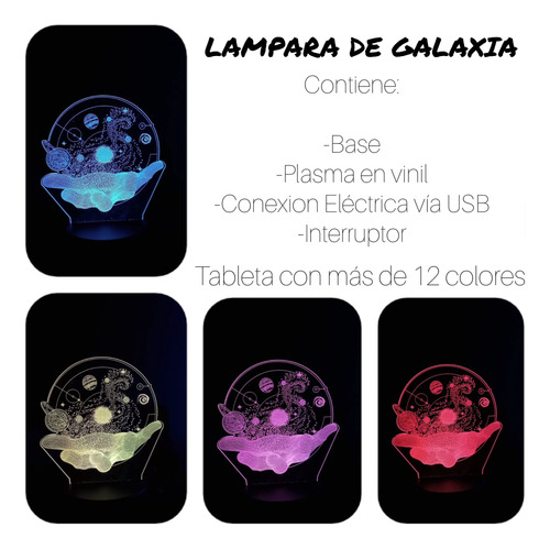 Lampara De Vinil Galaxia, Cambia De Colores