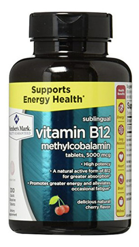 Tabletas De Vitamina B-12 Sublingual Member's Mark Alta Potencia Methylcobalamin 5000mcg (300 Tabletas)