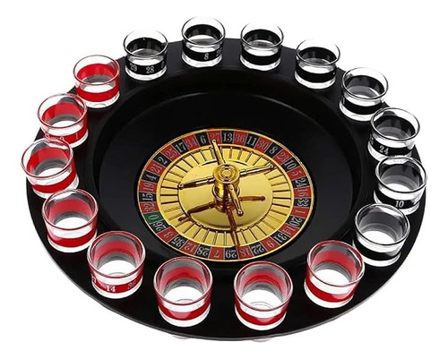 Juego Azar Ruleta 16 Vasos Copas Vidrio Casino Licor 8116