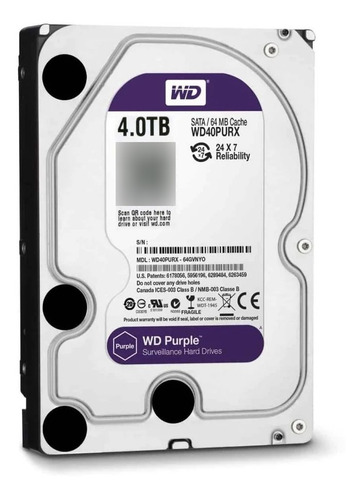 Imagen 3 de 3 de Disco Duro De 4tb Teras Wd Western Purpura Dvr New 3 Años