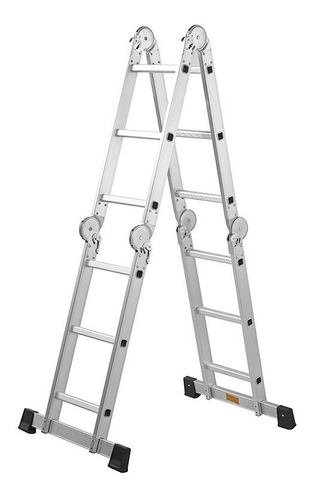 Escalera De Aluminio Articulada Plegable 16 Peldaños 4.7m