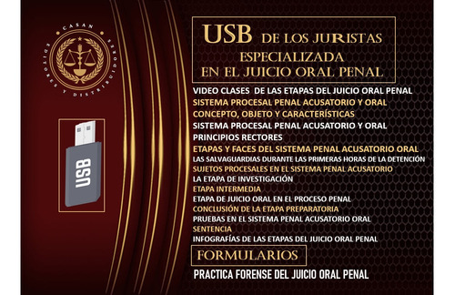 Usb De Juristas Juicio Oral Penal Formularios Videos 2024