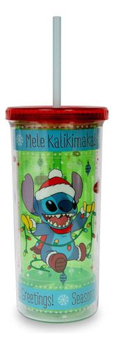 Taza Silver Buffalo Disney Lilo & Stitch De 600 Ml Con Pajit