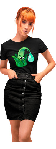 Playera Cleen Negra De Plantas Vs Zombies Aloe Pvz