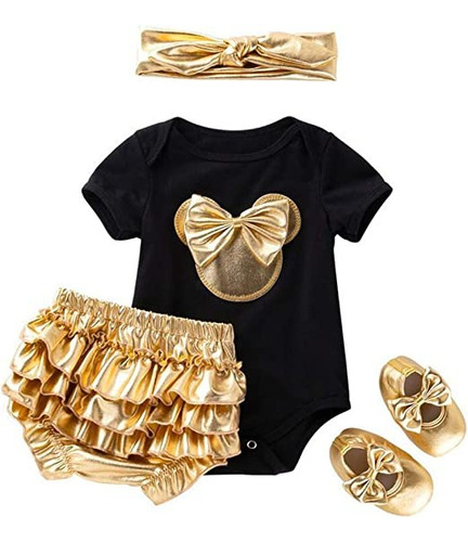 Vestido Modelo Minnie Gold Para Bebes Importado