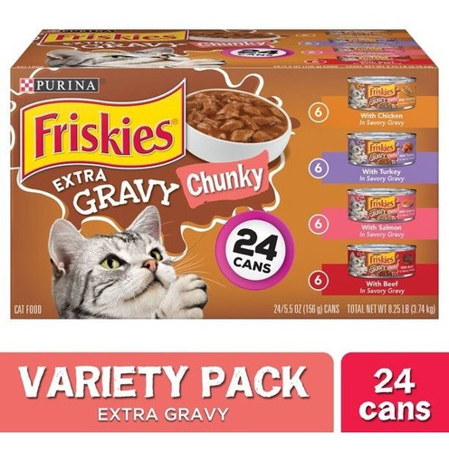 Purina Friskies Alimento Gato 24 Latas Variado Extra Gravy