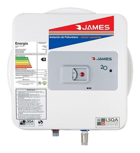Termotanque eléctrico James Prisma Acero 20 Litros blanco 230V